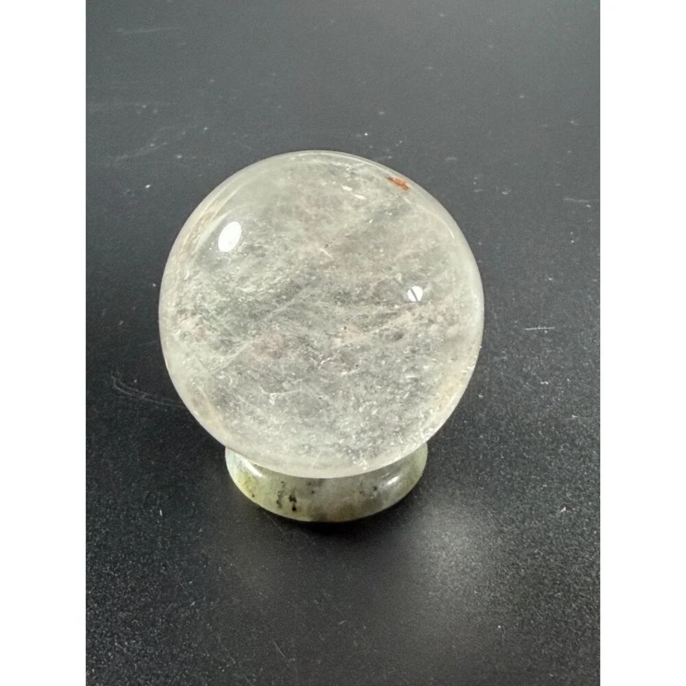 Natural Clear Quartz Sphere with Ring/Stand 38.8mm 2.9oz Healing Crystal Stone